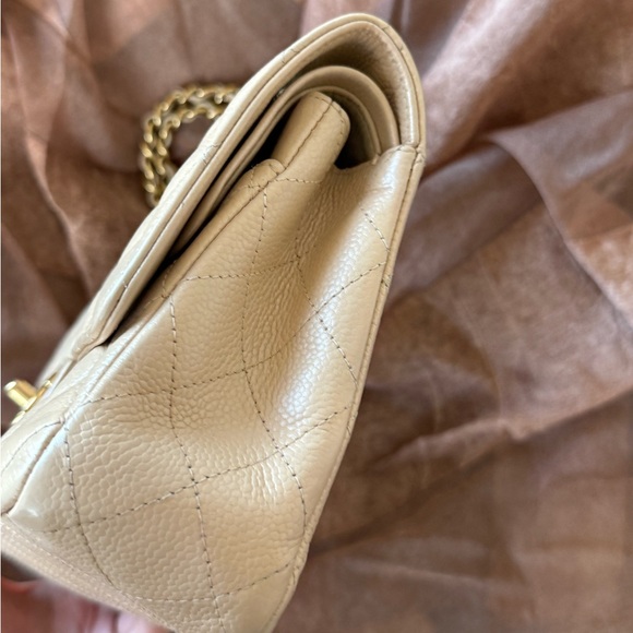SOLD - CHANEL Beige Caviar Classic Double Flap Medium GHW Series 14 with card - Picture 8 of 17